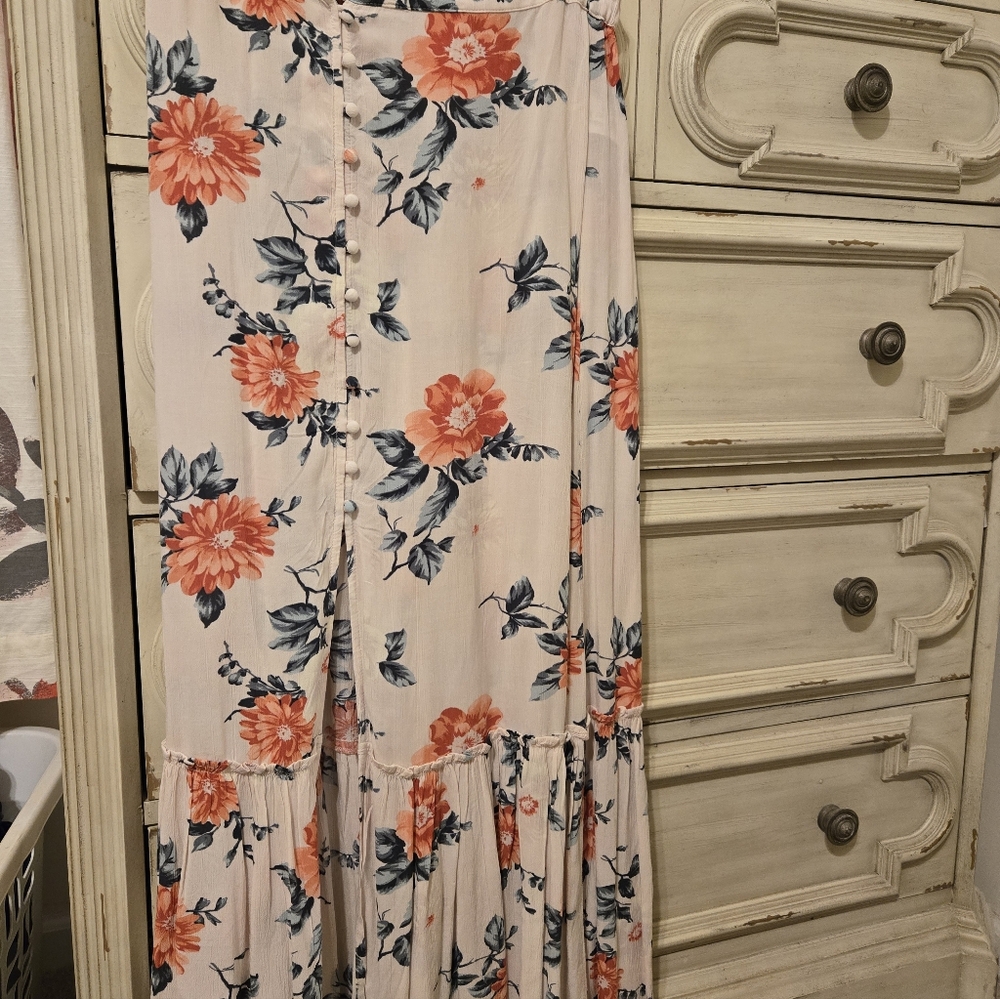 American Eagle Outfitters Floral Maxi Skirt - Cream and Orange - Picture 4 of 4